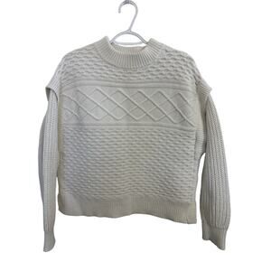 Haven Well Within Layered Cable Knit Chunky Boxy Sweater Fisherman Large Cotton